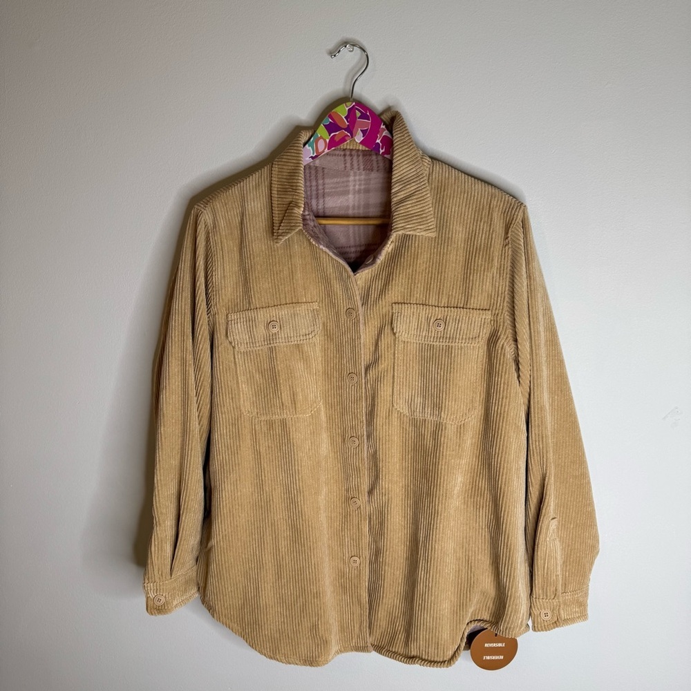 NWT | Love Tree Reversible Corduroy Utility Jacket in Light Brown | Size Med